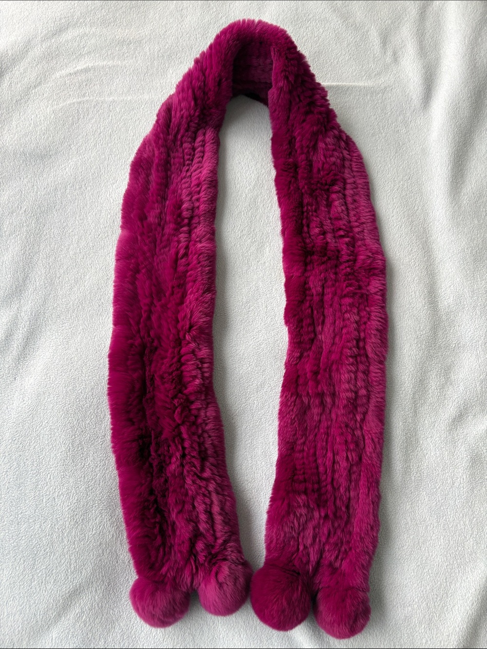Fuchsia Genuine Fur Pom Scarf